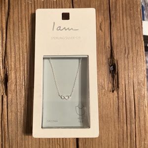 NWT sterling silver infinity necklace with cubic zirconia 16.5 inches